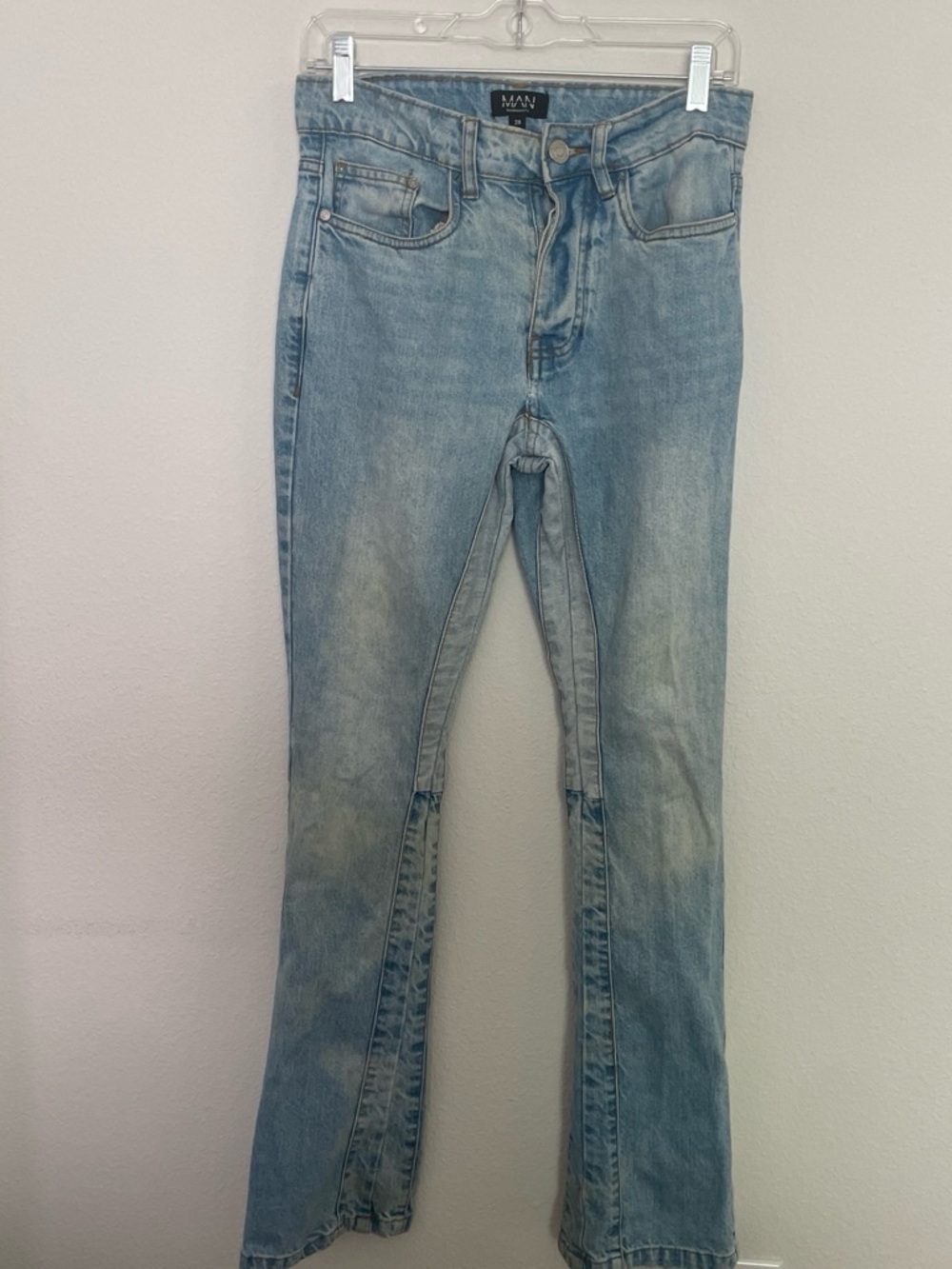 Boohoo Mens Light Blue Slim Straight Jeans